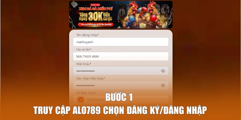 Bước 1: Truy cập trang chủ Alo789 đăng ký/đăng nhập tài khoản